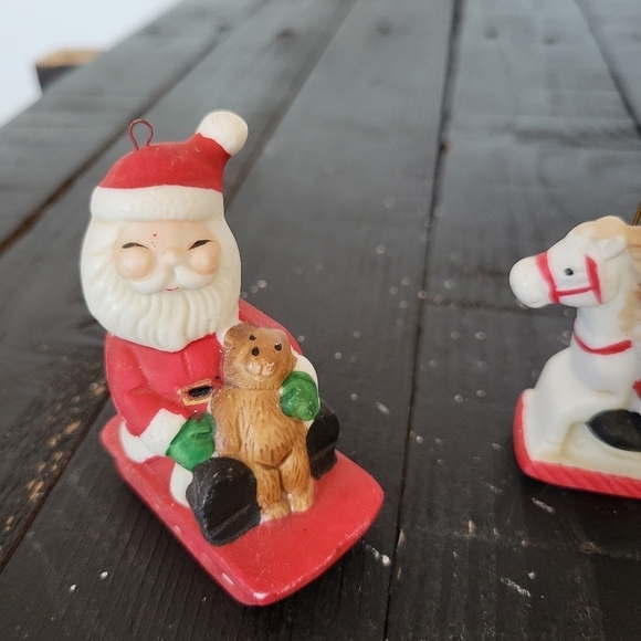 Set of 3 Vintage Kitsch Santa Claus Christmas Decor Ceramic Hand Painted Home - Picture 2 of 5